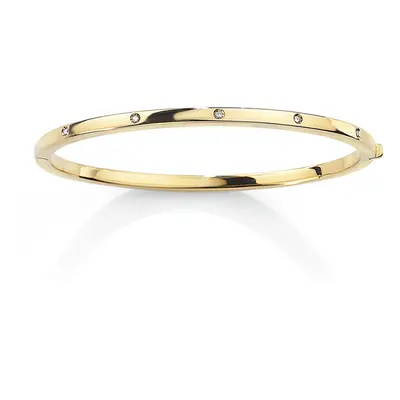 Jewelco London Ladies 9ct Yellow Gold Diamond Eternity Bangle Bracelet - 3mm - BNNR02120