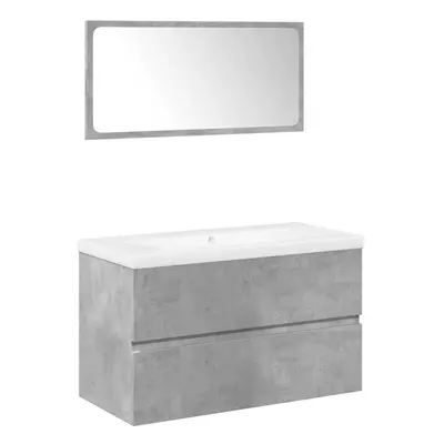 vidaXL Piece Bathroom Furniture Set Concrete Grey Engineered Wood