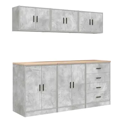 vidaXL Garage Cabinets pcs Concrete Grey Engineered Wood cabinet