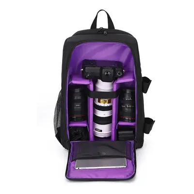 (Purple) SLR Camera Bag Shoulder Outdoor Camera Bag Professional Waterproof and Wear-resistant L