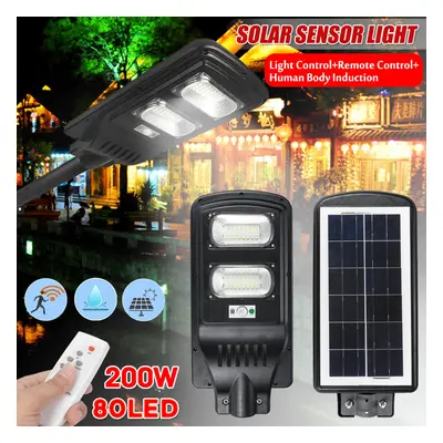 60W 80LED Solar Power PIR Motion Induction Wall Street Light + Remote Control