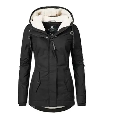 (xL, dark black) Zipper Outdoor Jacket for Women Warm Windproof Waterproof Mountaineeri