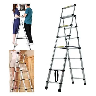 (5+6 Step) Aluminum Step Ladder Portable Household Telescopic Ladder A Frame Ladder