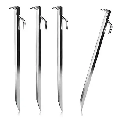 COM-FOUR? 4x large tent pegs made of steel with V-profile and ring - robust pegs for storm prote