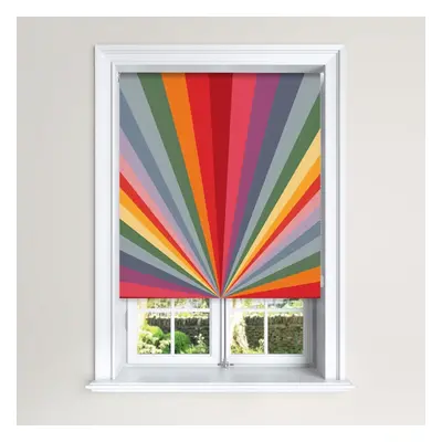 (120 cm Width x cm Drop, Rainbow) Lister Cartwright Rainbow Sun Burst Roller Blind Blackout Easy