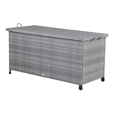 CASARIA Storage Box Waterproof 122x56x61cm Rollable Garden Chest Poly Rattan Wicker Seat Bench C