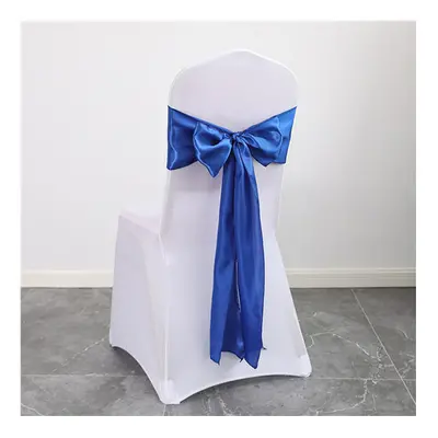 (50 Pcs, Sapphire blue) Satin Chair Cover Sashes Bows for Wedding