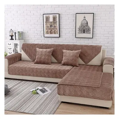 (coffee, 90*210) Four Seasons Universal Short Plush Sofa Cushion New Thickened Non-slip Cover Cl