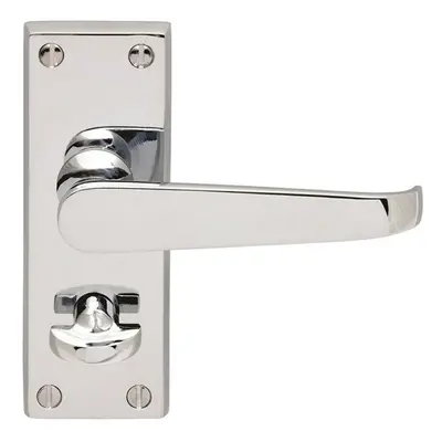 Straight Victorian Handle on Rectangular Bathroom Backplate Polished Chrome