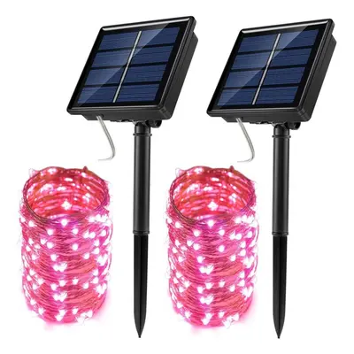 (pink, 2Pack-5M 50LED) Led Outdoor Solar String Lights Fairy Holiday Christmas For Christmas, La