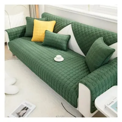 (army green, 90x160cm 1pc) Thicken Plush Sofa Cover European Universal Sofa Towel Cover Slip Res