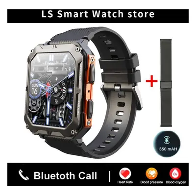 (orange, mesh belt) New Full Touch Smartwatch For Android Blood Pressure Oxygen Fitness Watch At