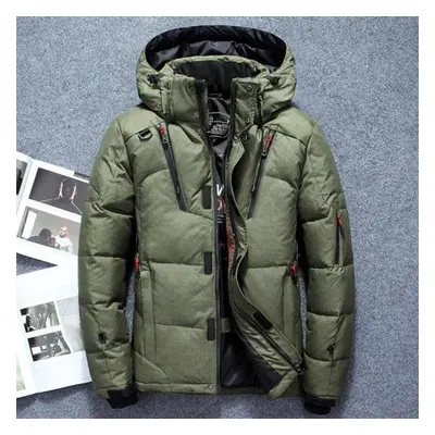 (green, XL) Winter Thickn Men Down Coats Snow Parkas Detachable Warm Down Jackets Outerwear