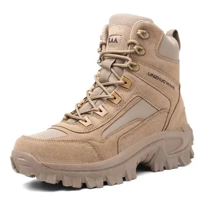 (sand, 41) Men&apos;s Military Training Boots Outdoor Hiking Shoes