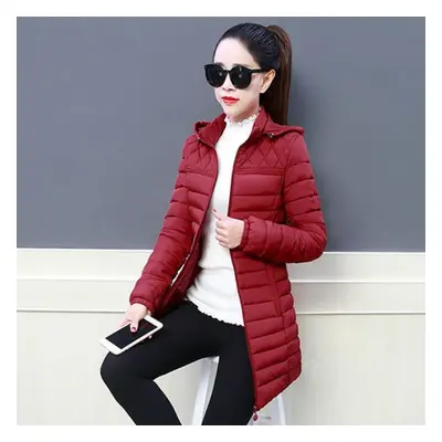 (red, 6XL) Hooded Coat Women Outerwear Female Parkas Long Jackets Warm Base Coats Winter Cotton 