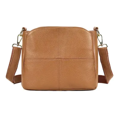 (brown) Johnature Casual Genuine Leather Women&apos;s Bag Simple Solid Color Versatile Soft Cowh