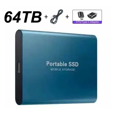 (Blue 64TB) External Hard Drive Portable Shockproof Mobile SSD