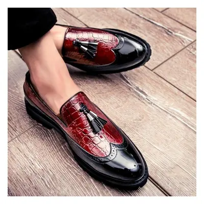 (red, 39) Men Casual Shoes Breathable Leather Loafers Office Shoes For Men Driving Comfortable S