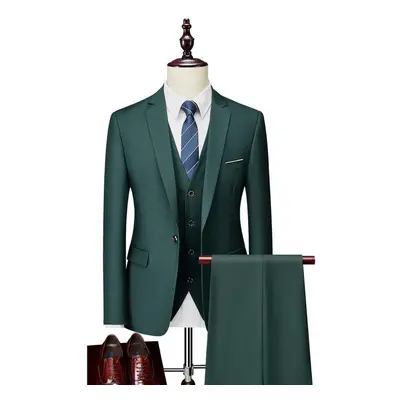 (army green, 185-XXL) Men&apos;s Three Piece Business Suits Gentlemen Wedding Bridegroom Party S