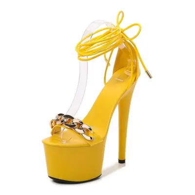 (yellow, 36) Sexy Stilettos 16.5cm High Heels Platform Sandals Party Wedding Shoes