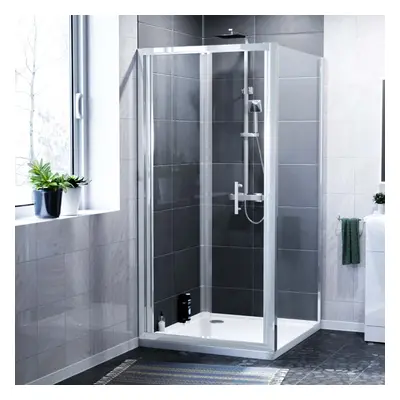 Nes Home Jupiter 1000mm Chrome Framed Shower Bi-Fold Door, 800mm Side Panel Enclosure & Tray