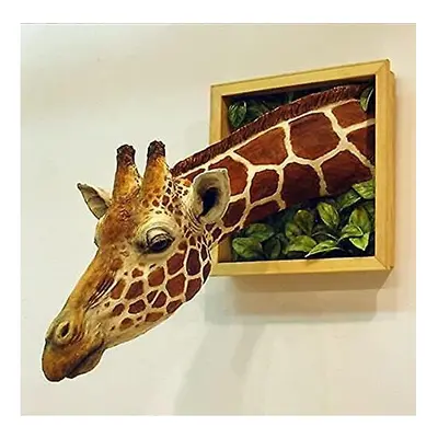 Giraffe Head 3d Wall Decor, Realistic Animal Latex Statue Wall Art, Bedroom Space Embellishment 