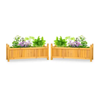 (Pack of 2, Large) Outdoor Wooden Garden Planter Flower Plant Pot