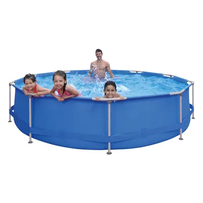 12 Foot x Inch Frame Outdoor Above Ground Swimming Pool Steel - Blue