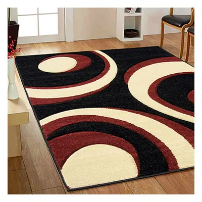 (Circle : Black / Red, x cm) Clearance Modern Floral Abstract Area Rugs