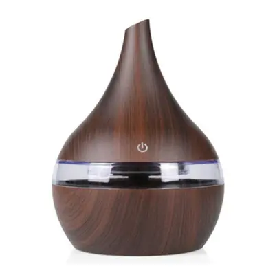 (Dark Wood) Humidifiers Portable 300Ml Usb Ultrasonic Aroma Diffuser With Seven-Colour Led