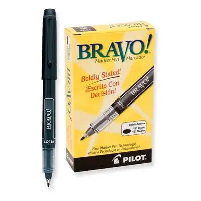 2 DOZEN Total Pilot Bravo Liquid Ink Marker Pens Bold Point Black