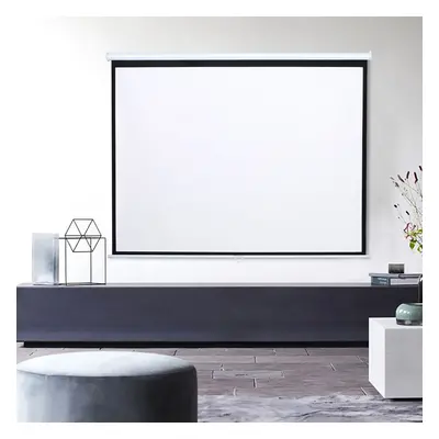 (60 in) Projector Screen Manual Pull Down Wall Mounted Matt White Home Cinema