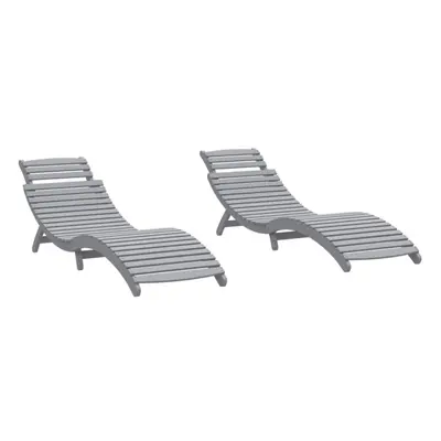 vidaXL Sun Loungers pcs Sun Bed Day Bed Lounge Bed Grey Solid Wood Acacia