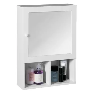 Premier Housewares White Wood Mirrored Cabinet