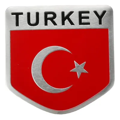 (Pentagon - Turkey) 3D Aluminum Alloy Car Auto Body Sticker Decals Turkey/Sweden/Greece/Korea/Vi