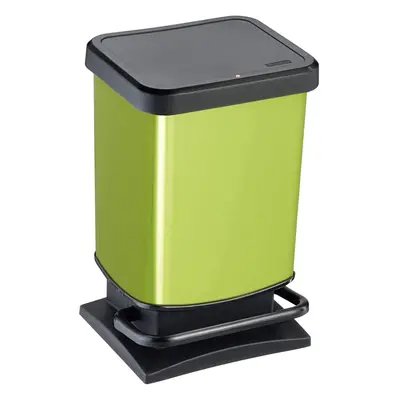 20 Liters Trash Can with Pedal and Lid, Plastic (PP), BPA-Free, Green/Metallic, Liters