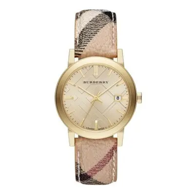 Burberry The City Watch Ladies Gold Haymarket Leather BU9026