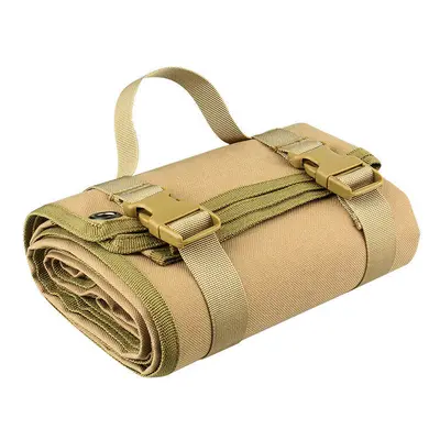 (Khaki) Tactical Shooting Mat Roll Up Training Shooters Pad Waterproof Nylon Folding Mat For Out