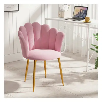 (Pink) Armchair Tub Chair, Velvet Shell Chair Single Sofa Chair Accent Chair with Gold Plating M