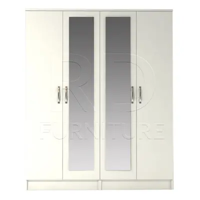 Ready assembled Classic Door Double Mirrored Wardrobe White