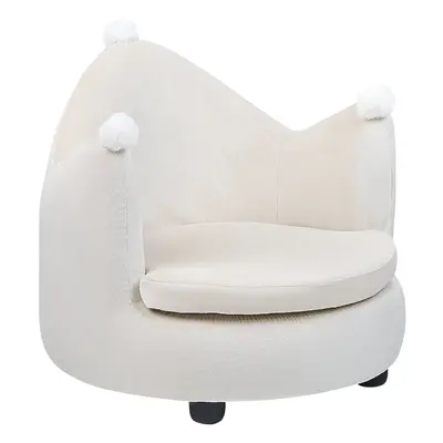 Kids Velvet Armchair Crown Beige VEGA