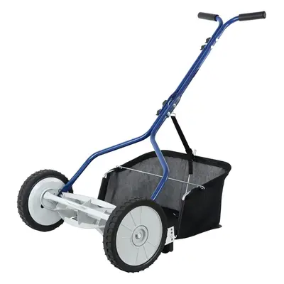 (46cm 5-blade with grass catcher) Push Reel Lawn Mower, 46cm 5-blade with grass catcher, Blue