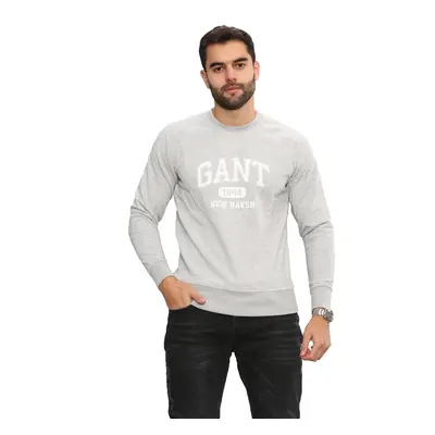 (Grey, L) Gant Mens Printed Pullover Shield Sweatshirt