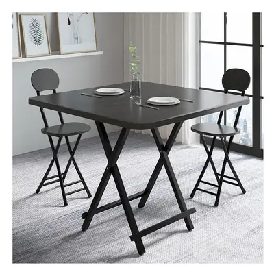 (Black) 80cm Folding Dining Table and Chairs Space Saving Kitchen Table Chairs Set