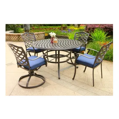 Round - Person 49" Long Aluminum Dining Set with Cushions