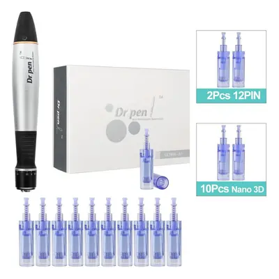 (A1C+10PCS Nano 3D) Dr.pen A1c Electric Micro Needling Pen Skin Care Kit Tools Derma Pen Mesothe