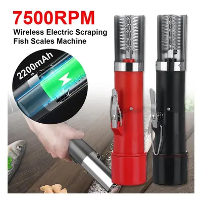 (red) 125w 7500rmp Portable Charging Cordless Electric Fish Scaler Fish Scale Scraper Fish Remov