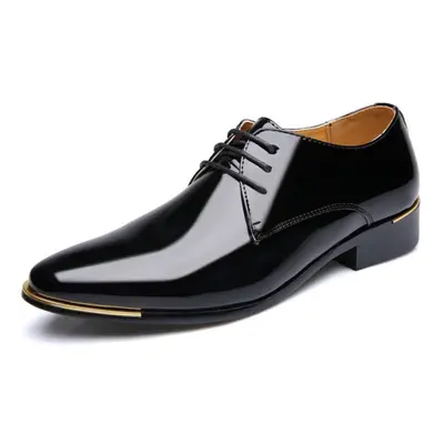 (black, 46) New Men&apos;s Business Casual Shoes Fashion Bright Leather Formal Men&apos;s Shoes