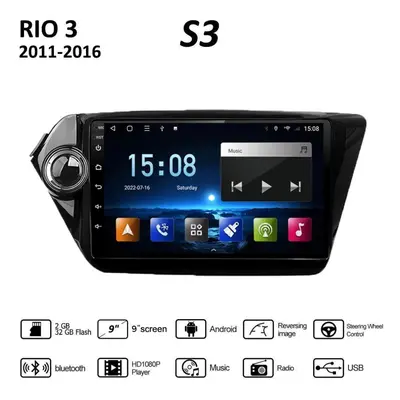 (as the picture, 2+32GB) Car Radio For Kia Rio 2011-2016 Inch Android Carplay Multimedia Video P