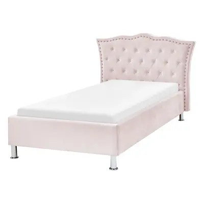 Velvet EU Single Size Bed Pink METZ